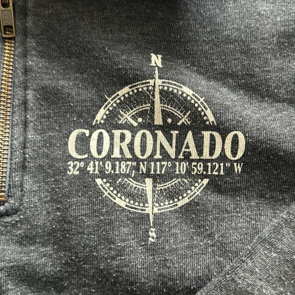 size L gray Coronado, CA quarter zip sweatshirt from Ocean Beach Sportswear - Picture 2 of 4
